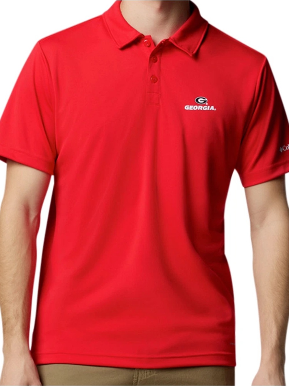 Columbia UGA Georgia Bulldogs NCAA CLG Fair Catch Polo Shirt Red Sz L
